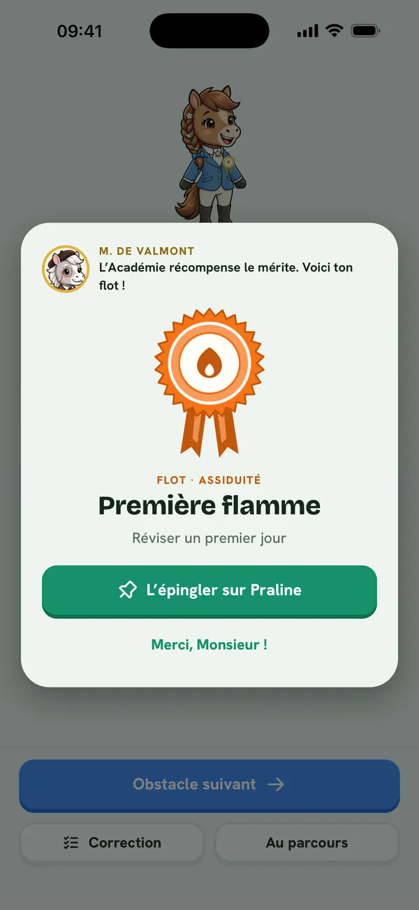 Flot « Première flamme » remis par M. de Valmont